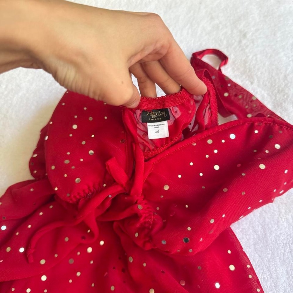 gorgeous red and silver polka dot babydoll dress - Picture 4 of 4